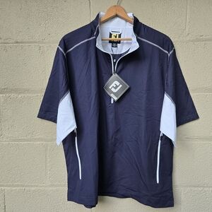NEW Footjoy Short Sleeve 1/4 Zip Sport Windshirt Wind Shirt Golf Blue Men ● XL
